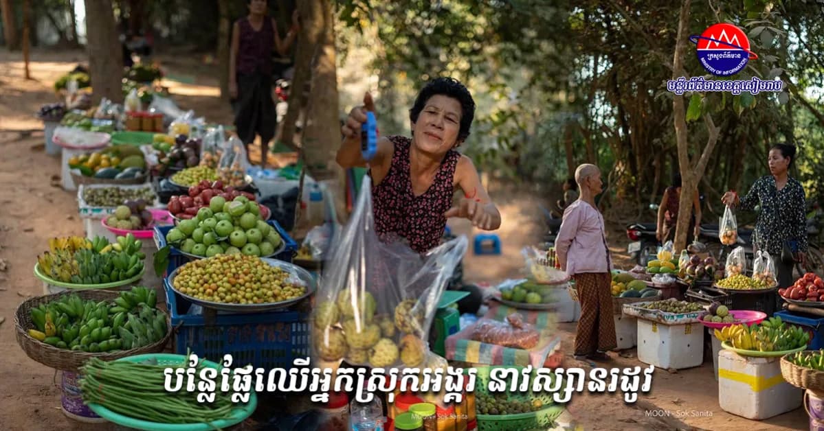 បន្លែផ្លែឈើអ្នកស្រុកអង្គរ នាវស្សានរដូវ  មកលេងសៀមរាប-អង្គរ កុំភ្លេចជួយគាំទ្រពួកគាត់ផង បន្លែផ្លែឈើធម្មជាតិ ១០០% គាំទ្រផលិតផលក្នុងស្រុក ជួយដល់សេដ្ឋកិច្ចមូលដ្ឋាន!