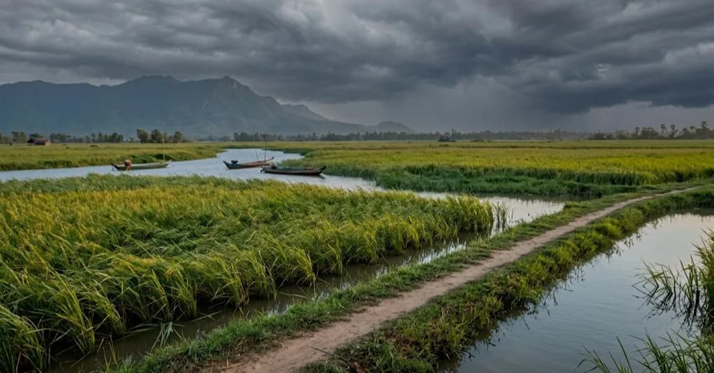 ឥទ្ធិពលព្យុះ ២ ក្នុងពេលតែមួយ និងរបបខ្យល់មូសុងនិរតី នឹងបង្កឱ្យមានភ្លៀងធ្លាក់នៅកម្ពុជា ចាប់ពីថ្ងៃទី៣១ សីហា ដល់ ០២ កញ្ញា